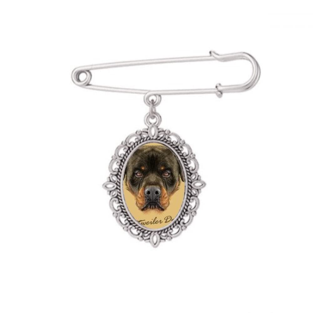 Broche noire Rottweiler pour robe et écharpe en taille moyenne