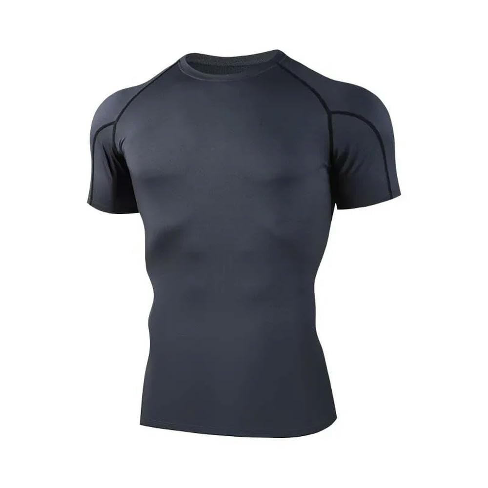 DYRBF - Camiseta comprimida para hombre, ropa deportiva para correr, elástica, de secado rápido, para hacer ejercicio en el gimnasio