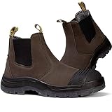 HANDMEN Work Boots for Men, Steel Toe Waterproof Working Boots, Slip Resistant Slip-on Safety Static