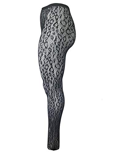 Wild Leopard Black Fishnet Tights by Yelete Queen Size