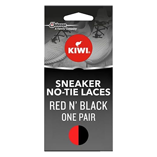 KIWI Sneaker No-Tie Shoe Laces, Red N' Black, One Size Fits All, 1 Pair
