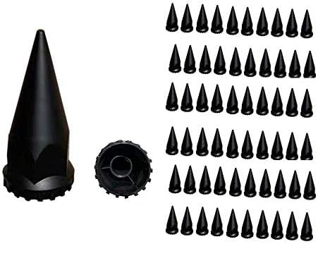 NTW Brand of 60pcs Black 33mm by 4-3/4 inch Thread-on Super Spike Nut Cover