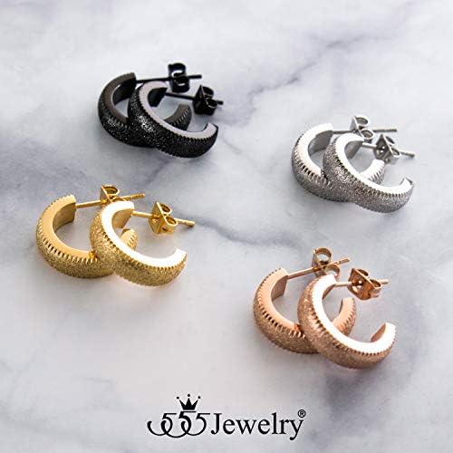Orecchini Pendenti A Strati 555Jewelry | In Acciaio Inox 316L, Design A Foglie E Barre, Ipoallergenici, Confezione Regalo - 4