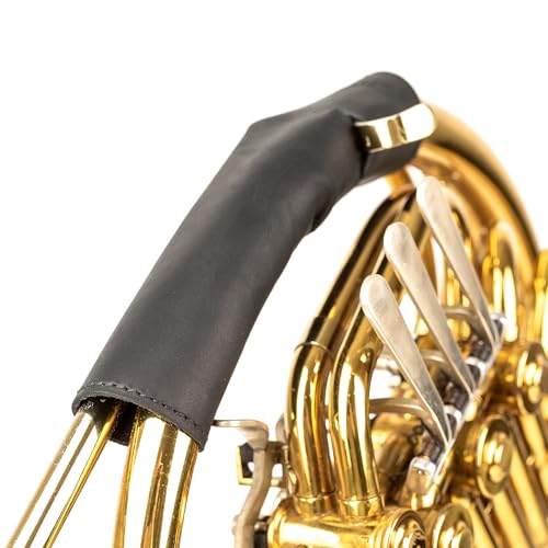 Leather HAND GUARD French Horn Protection from dirt and oil Care Hand guard Double Horn cover Leather wrap for secure grip(Black)