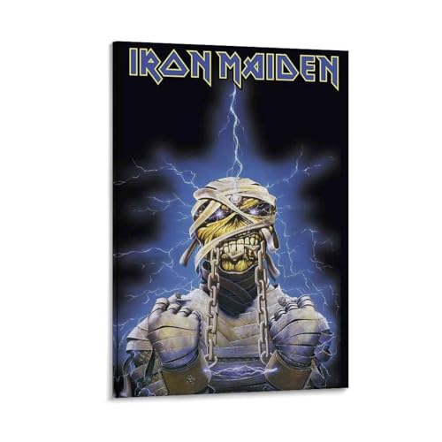 WYYRAB Iron Maiden- Póster de lienzo impermeable para decoración de pared, impresión de alta definición, adecuado para dormitorio, sala de estar, cafetería, decoración, estilo marco, 60 x 90 cm