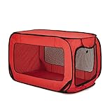 Love's cabin 36in Portable Large Dog Bed - Pop Up Dog Kennel, Indoor Outdoor Crate for Pets, Portable Car Seat Kennel, Cat Bed Collection, Red