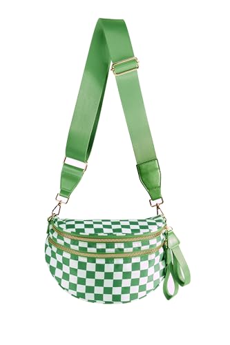 Image of FEIBOON Spacious Checkered Nylon Crossbody Bag Bum Bag Handbags Wallets for Women