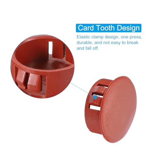 Image of PATIKIL 20Pcs 1 inch Hole Plugs, 1 inch /25mm Plastic Hole Plugs, 20Pcs Flush Type Round Hole Plugs Cover Snap in Locking Hole Tube for Table Kitchen Cabinet Furniture, Red Brown