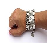 SUNSCSC Antique Turkish Boho Coin Jewelry Coachella Festival Tribal Ethnic Statement Bracelet
