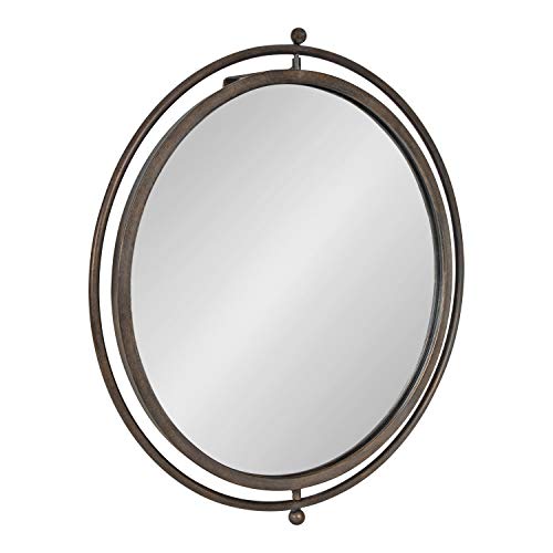 Kate and Laurel Baron Rustic Pivot Mirror, 21" Diameter, Raw Iron, Chic