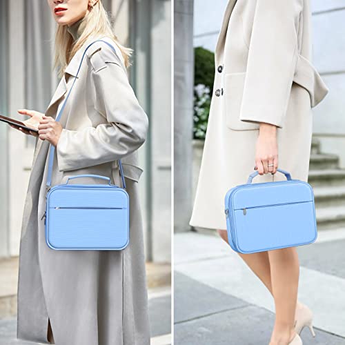 FINPAC Large Bible Cover w/Shoulder Strap, Carrying Book Case Church Bag Bible Protective w/Pen Slots and Zippered Pocket, Gift for Women Lady, Pastel Blue - Thumbnail 6