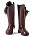 DADAWEN Girl's Waterproof Pom Pom Back Zipper Fur Tall Riding Boots (Toddler/Little Kid/Big Kid)