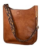 Pinafore Vegan Leather Crossbody Fashion Shoulder Bag | Soft, Magnetic Closure Handbag Purse for Women with Adjustable & Removable Guitar Strap, Brown