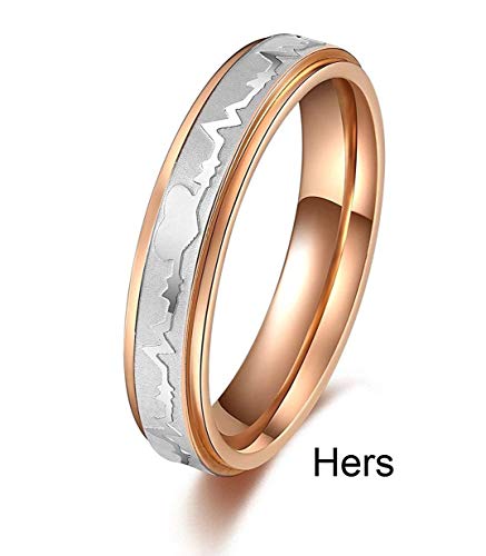 SunnyHouse Jewelry His or Hers Matching Set Heart Beat Chart Titanium Couple Wedding Band Ring3