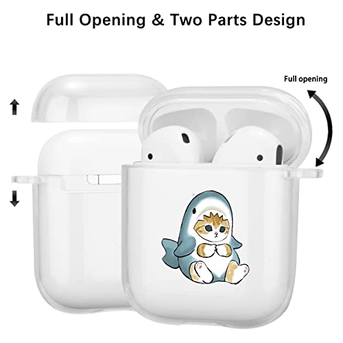 Cute Fish Cat Designed For 1St&2Nd Generation Airpods Case, Shockproof Case Clear Soft Tpu Protective Cover Compatible With Apple Airpods 2&1 With Keychain Animal Pattern For Women Girls #TOP4