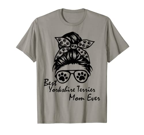 Camiseta de perro desordenada para mujer, Yorkshire Terrier Mom Camiseta