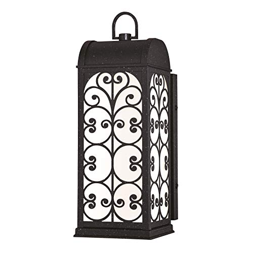 Luminaire mural d'extérieur LED dimmable en fer texturé et verre dépoli 63395