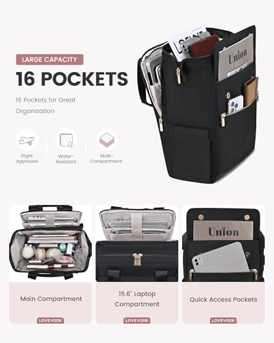 Image of LOVEVOOK Laptop Backpack for Women, 15.6 Inch Work Laptop Bag with USB Port, Fashion Teacher Nurse Backpack Purse, Waterproof Travel Computer Backpack with Organizer Bag, 2PCS