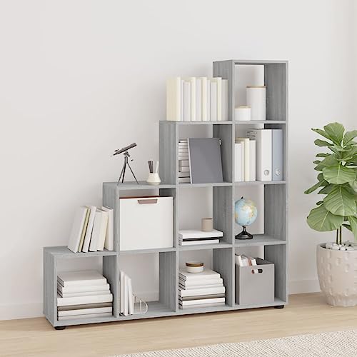 WKIEQACO Estantería, estanterías y estantes de pie, estantería de escalera gris Sonoma, 142 cm, madera de ingeniería