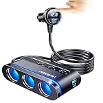 Cigarette Lighter Splitter 3 Socket USB C Car Adapter with LED Display