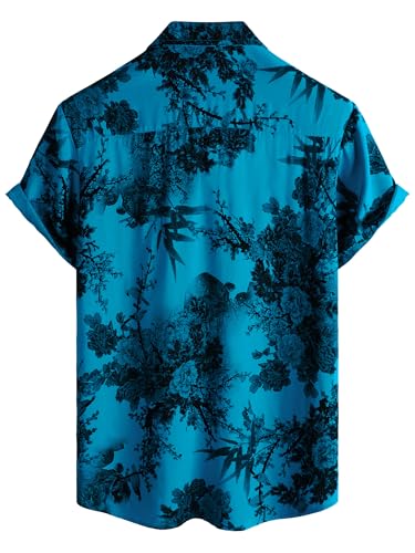 Image of JOTOOK Mens Hawaiian Shirt Short Sleeve Button Down Tropical Shirts Casual Floral Summer Beach Shirt