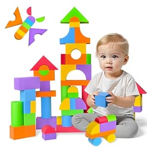 Large Foam Blocks for Toddlers 2-4 Years, Big Building Blocks Set, Soft Stacking Blocks, Education & Learning Montessori Toys for 18+ Month Old Boys&Girls (61PCS)