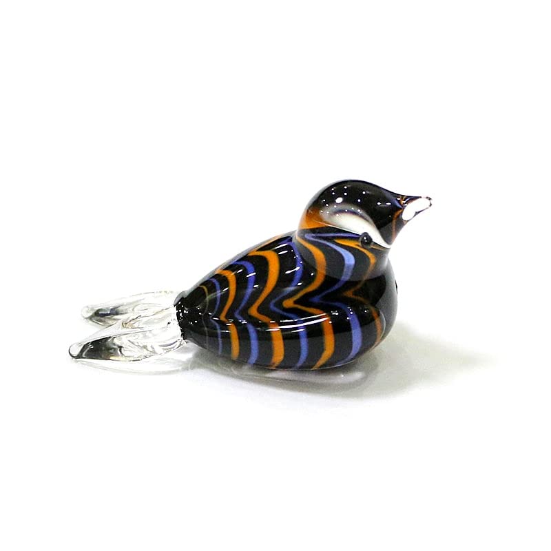 Miniature Murano Glass Bird Decorative Figurine Japan Style Home Fairy Garden Decor Accessories Lovely Handmade Animal Ornaments (Color : Black, Size : About 4cm)