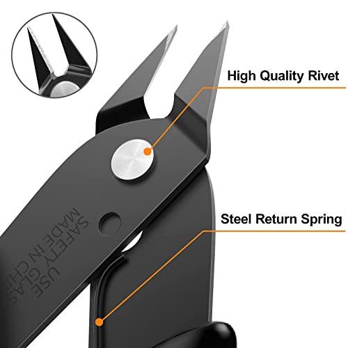 Image of 10 Pack Small Wire Cutters for Jewelry Making 5 Inch Model Nippers Filament 3d Print Snips Zip Tie Flush Cutter for Soft Copper Wire, Crafts, Floral, Electronics, Black