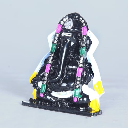 Image of anciently Pillayarpatti Vinayagar Idol for Car Dashboard | Karpaga Vinayagar Statue for Car Black Colour, Metal, 1 Piece