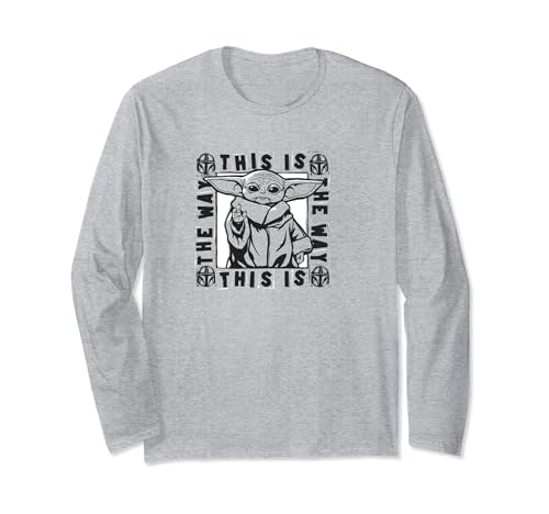 T-shirt Mando Star Wars Grogu noir et blanc à manches longues pour fan de la saga