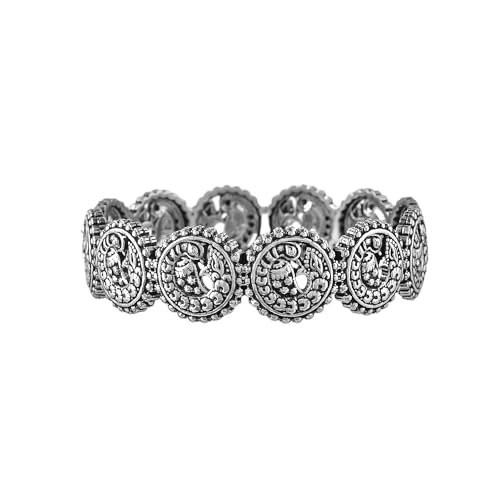 Image of VOYLLA Krutika Oxidised Bangle for Women Traditional Ethnic Kada Statement Wrist Jewellery Anti Tarnish Womens Day Gift For Wife Sister Girlfriend |Morni