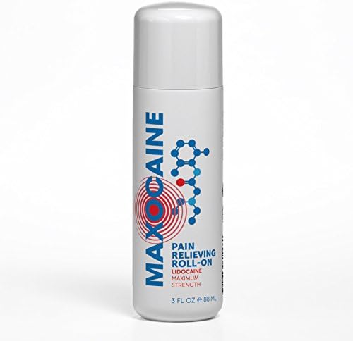 MAXOCAINE 4% Lidocaine Roll On Plus 1% Menthol. Max Strength Instant Pain Relief & Powerful Tattoo Numbing Liquid Cream. Topical Anesthetic Gel Numbs Away Arthritis, Muscle Sprain Joint & Back Pain
