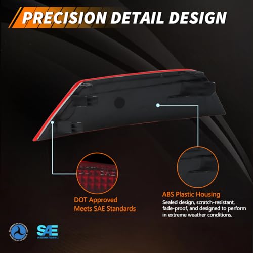 Image of Rear Bumper Reflector Compatible with Fo-rd Escape 2013-2019, [DOT] [IP67 Waterproof] Rear Bumper Reflector Housing [No Bulbs], Replace OEM #CJ5Z15A449A CJ5Z15A449B, Red Lens