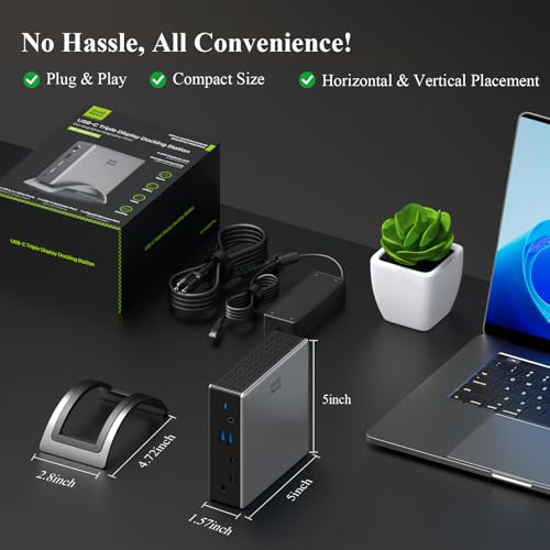 Minthouz Laptop Docking Station, 9in1 Dock with Detachable USBC Hub | 3 Display USB C Dock 2 DP&HDMI,140W PD Charger,2*3.0 USB-A,10Gbps,Gigabit Ethern - image 9