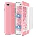 Produktbild CE-Link iPhone 7 Plus Hülle iPhone 8 Plus Hülle with iPhone 7 Plus/iPhone 8 Plus Panzerglas, Hardcase 2 in 1 Handyhülle 360 Magnetisch Hard Full Body Macaron Schutzhülle Bumper - Rose