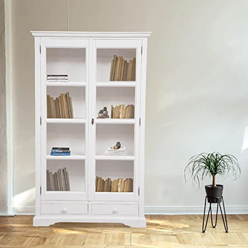 Vitrina-blanca-de-madera-maciza-180x109x36-cm-Aparador-o-armario-de-cocina-de-madera-Mobiliario-de-hogar-Shabby-Chic-Armario-de-cocina-vintage