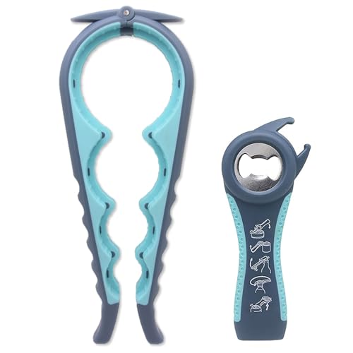 Bottle Opener for Arthritic Hand,Jar Opener for Old People, Children, Women, Those with Weak Hands,Multifunctional Kitchen Gadgets (02-Blue)