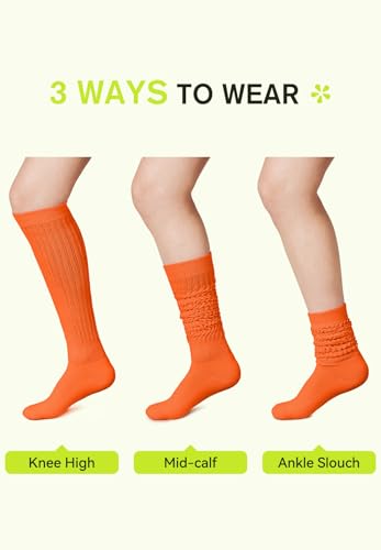Image of Zando Slouch Socks for Women - 80s 90s Knee High Scrunch Socks Soft Long Stacked Boot Sock Warm Winter Sock Daily Wear