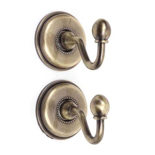 Lot de 2 crochets pour embrasses de rideaux avec vis, crochets muraux décoratifs vintage en alliage pour embrasses de porte, chapeaux, manteaux (bronze)