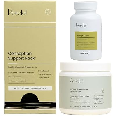 Fertility Foundation Bundle, Conception Support Pack & Fertility Support & Synbiotic Greens Powder, 30 Daily Pill Packs & 60 Capsules & 30 Servings of Greens Powder