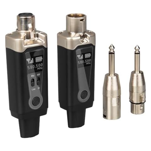 Depusheng T9 Wireless guitar transmitter receiver, Wireless Microphone Transmitter Receiver XLR Microphone Wireless System for Dynamic and condenser Microphone Audio Mixer, With 48V phantom power Cover