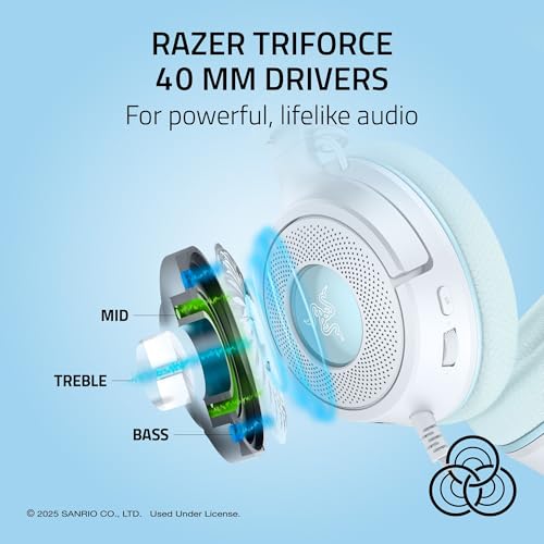 Image of Razer Kraken V4 X Wired Gaming Headset, 40 mm Drivers, Cinnamoroll Edition | Cardioid Mic, Memory Foam Cushions, Chroma RGB Lighting, Type C & Type A Cable, For PC, Mac, PS5, Nintendo Switch 2