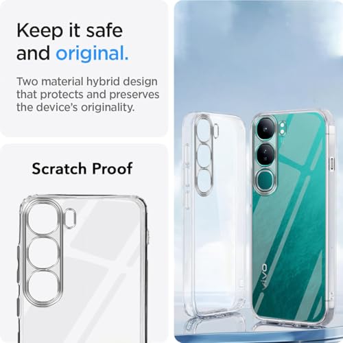 Image of Jkobi Back Cover for Vivo Y300 (Silicone Clear Shockproof Case with Camera Protection and Dust Plugs | Transparent)