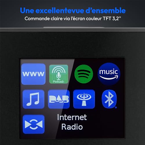 Radio Internet – MEDION MD89295 – 2x75W RMS + Subwoofer – DAB+ FM Bluetooth – Écran couleur – - vue 8