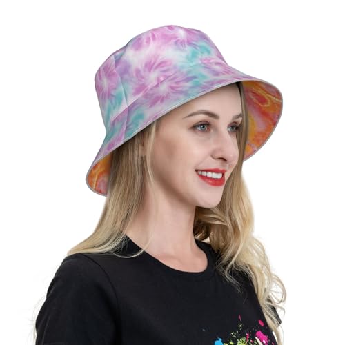 Image of Bucket Hat Double-Side-Wear Reversible Sun Hat Beach Travel Hiking for Women Men