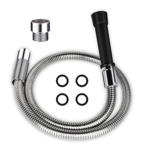 KOLLNIUN Pre-Rinse Hose 44" Flexible Commercial Stainless Steel Hose with Heat Resistant Handle, Replacement For 1.42 GPM Pre-Rinse Sprayer Kit Commercial Kitchen Sink Faucet Dish Spray Hose Parts