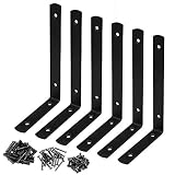 MOUNTAIN_ARK 6 Stück L Form Winkel Klammer Regalträger (180+100) x20mm Schwerlast Regalhalterung Wand Regalträger Regalwinkel Kaltgewalzter Stahl Einbrennlackierung Ein Paar Tragkraft 60Kg Dicke 3mm