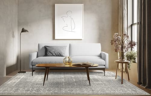 Nova NV33 Teppich im skandinavischen Berber-Stil, 120 x 170 cm, Grau / Weiß