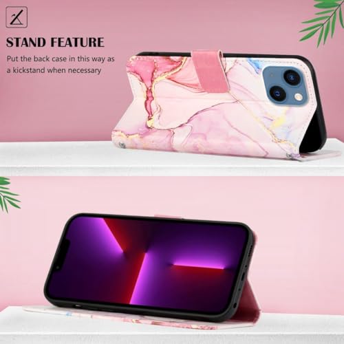 Housse iPhone 15 Plus à rabat or rose idéale pour visionner vos vidéos de voyage - 2