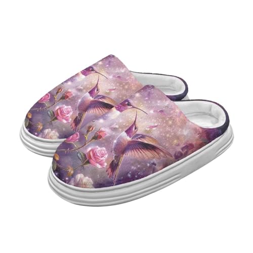 Warm Fuzzy Slippers for Women Men Non-Slip Sole Fluffy Memory Foam Slip-On House Slides Shoes for Indoor & Outdoor